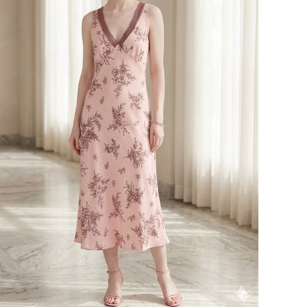 Satin Lace Midi Dress Size Large NEW W TAGS Light Pink Romantic Slinky Old Navy